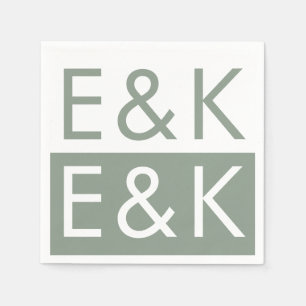 Ultra Modern Bold Sage Green Monogram Simple Napkin