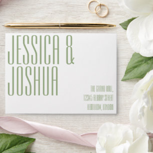 Ultra Modern Bold Typography Name Sage Wedding Envelope