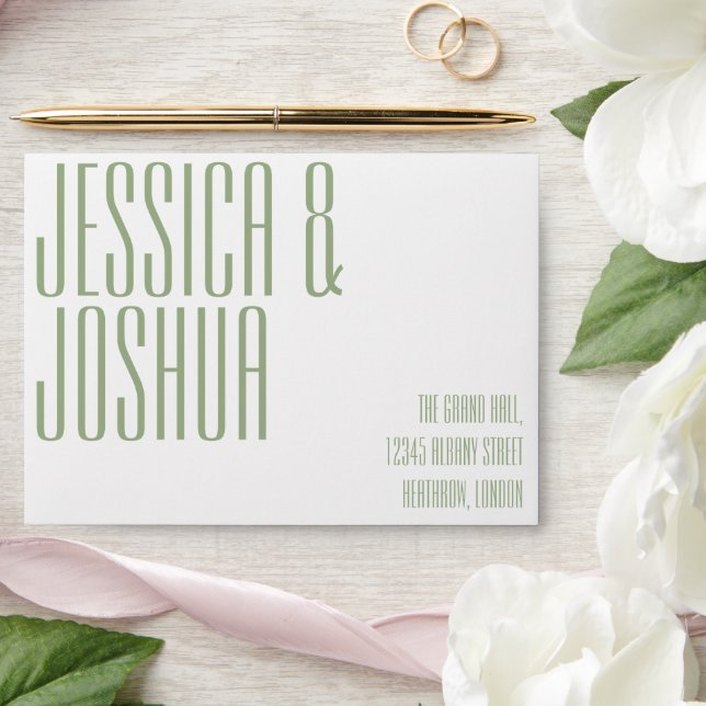 Ultra Modern Bold Typography Name Sage Wedding Envelope (Wedding)