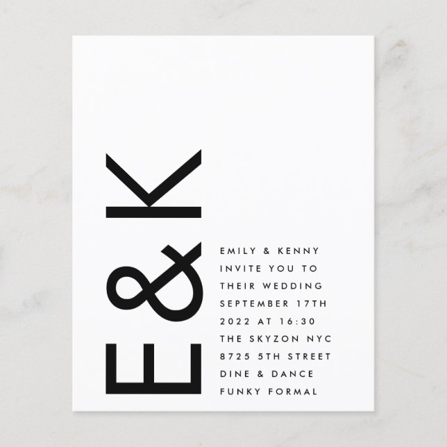 Ultra Modern Budget Bold Monogram Simple Wedding (Front)