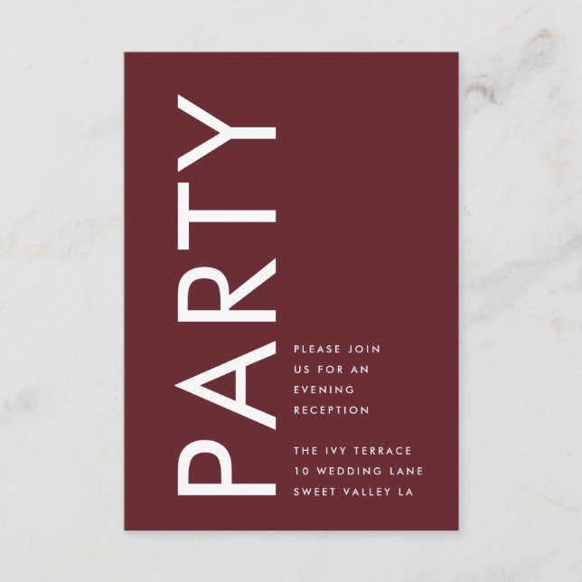 Ultra Modern Burgundy Maroon Monogram Wedding Enclosure Card (Front)