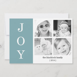 Ultra Modern Chic Blue JOY Holiday Flat Card