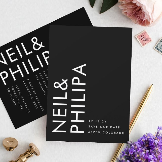 Ultra Modern Editable Premium Non-Photo Bold Names Save The Date (Creator Uploaded)