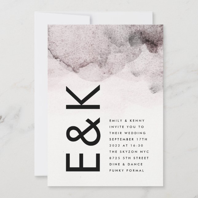Ultra Modern Gender Neutral Ink Wedding Invitation (Front)