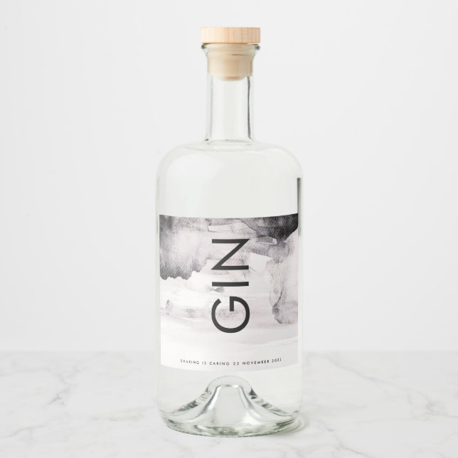 Ultra Modern Gender Neutral Wedding Liquor Bottle Label (Front)