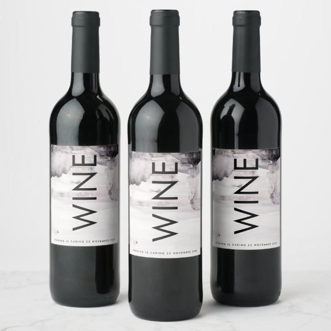 Ultra Modern Gender Neutral Wedding Wine Label (Bottles)