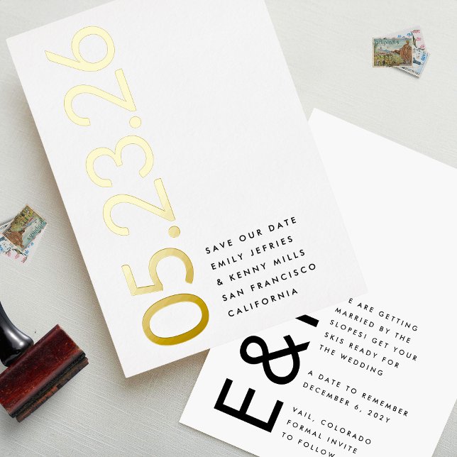 Ultra Modern Gold No Photo Bold DATE Save The Date (Creator Uploaded)