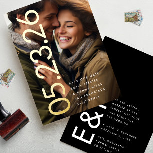 Ultra Modern Gold Photo Bold DATE Save Our Date