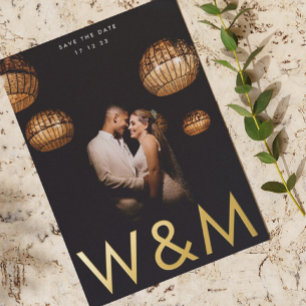 Ultra Modern Gold Photo Monogram Save The Date