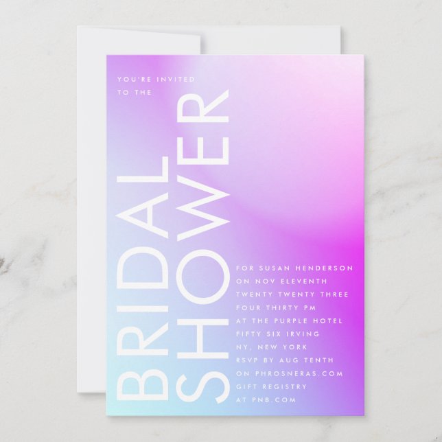 Ultra Modern Gradient Purple Fall Bridal Shower Invitation (Front)