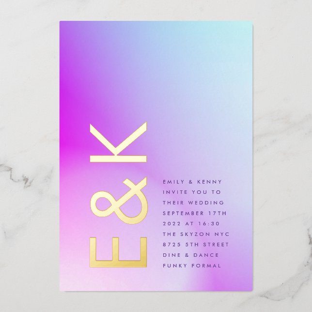 Ultra Modern Gradient Purple Fall Wedding (Front)