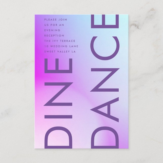 Ultra Modern Gradient Purple Fall Wedding Enclosure Card (Front)