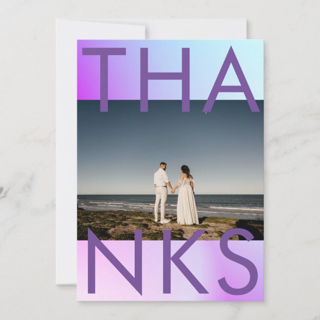 Ultra Modern Gradient Purple Fall Wedding Thank You Card (Front)