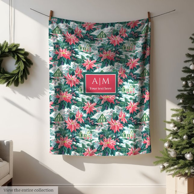 Ultra modern green watercolor preppy festive gift fleece blanket (Ultra modern green watercolor preppy festive gift Fleece Blanket)