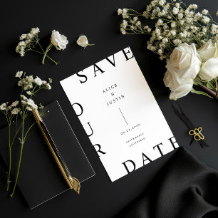 Ultra Modern Layout Black And White Save The Date Invitation