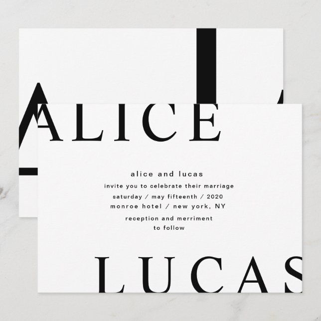Ultra Modern Layout Elegant Monogram Wedding Invitation (Front/Back)