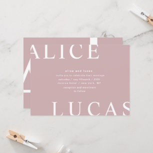 Ultra Modern Layout Monogram Blush Pink Wedding Invitation