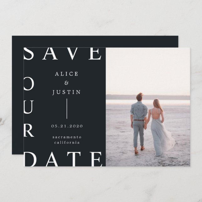 ultra modern layout photo Save the Date Invitation (Front/Back)