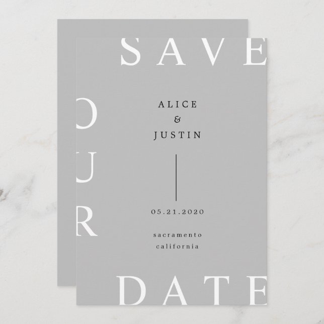 ultra modern layout Save the Date Invitation (Front/Back)