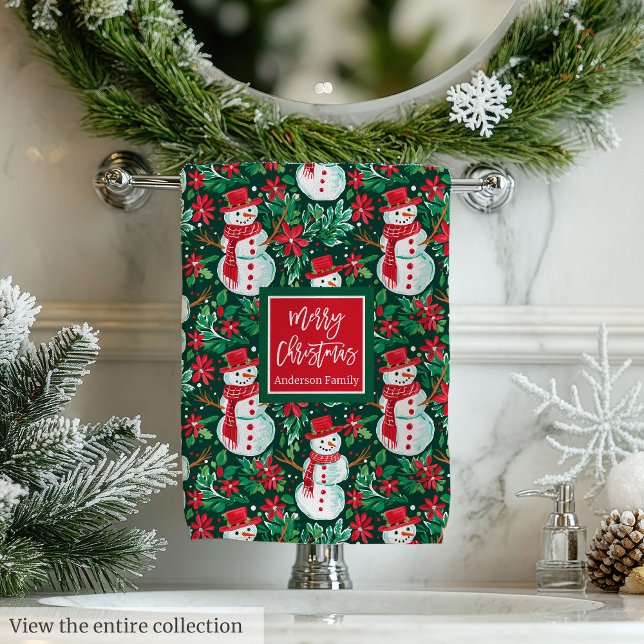 Ultra modern magenta and green Christmas preppy Bath Towel Set (Ultra modern magenta and green Christmas preppy Bath Towel Set)