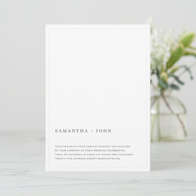 Ultra Modern Minimal Aesthetic Light Wedding Invitation (Standing Front)