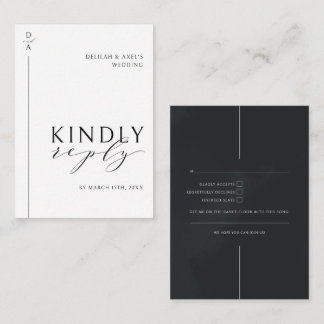 Ultra-Modern Minimal Black & White RSVP Enclosure Card