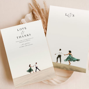 Ultra Modern Minimalist 2 Photo Wedding Thank You Card