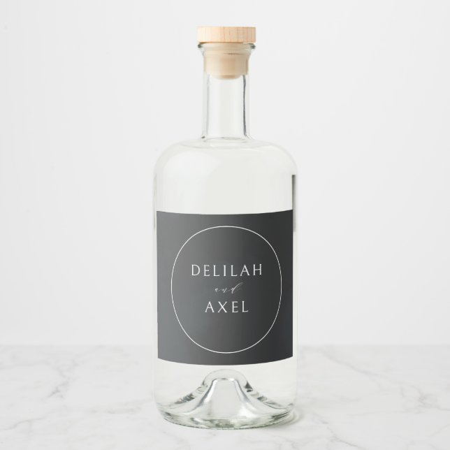 Ultra-Modern Minimalist Black and White Liquor Bottle Label (Front)