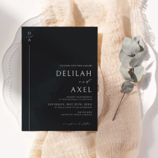 Ultra-Modern Minimalist Black and White Wedding Invitation