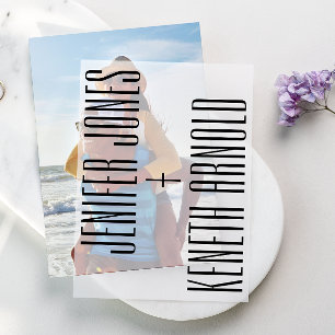 Ultra Modern Minimalist Bold Names Wedding Overlay Vellum Invitations