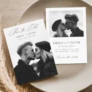 Ultra Modern Minimalist Script Photo Wedding Save The Date