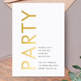 Ultra Modern Monogram GOLD FOIL PARTY INVITATION