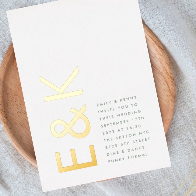 Ultra Modern Monogram  Sage Green Wedding GOLD (Creator Uploaded)