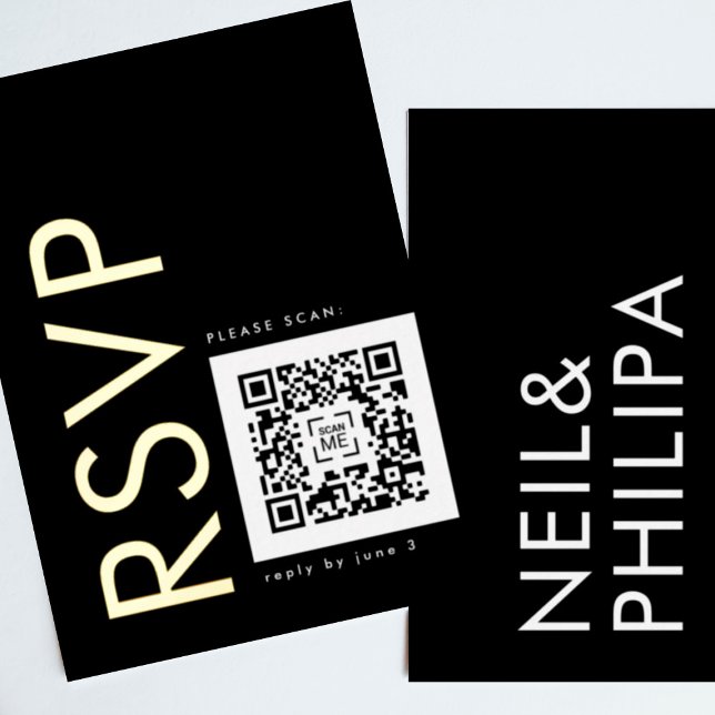 Ultra Modern QR CODE 2 x RSVP GOLD (**NB READ PRODUCT DESCRIPTION - DIY GOLD RSVP - QR CODE)