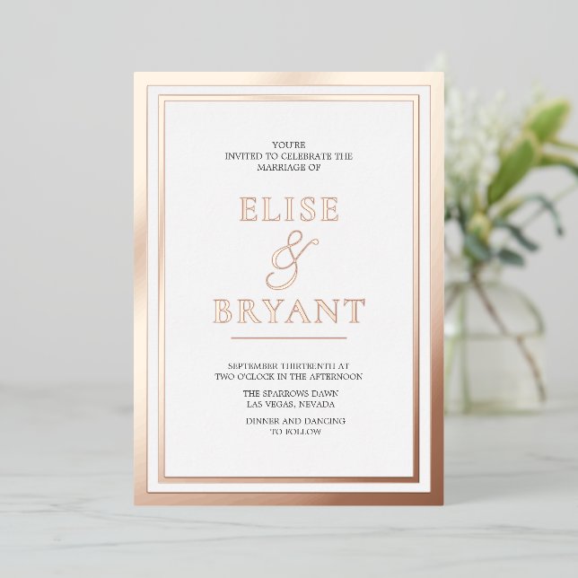 Ultra Modern Rose Gold Blush Foil Wedding (Standing Front)