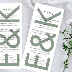 Ultra Modern Sage Green White Monogram Menu