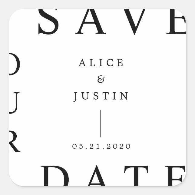 ultra modern save the date sticker (Front)