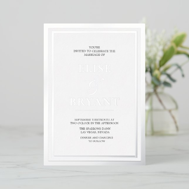 Ultra Modern Silver Foil Wedding Foil Invitation (Standing Front)