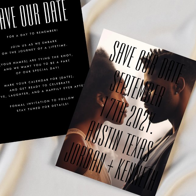 Ultra Modern Simple Big Bold Details Photo Wedding Save The Date (Creator Uploaded)