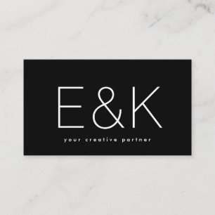 Ultra Modern Skinny Big Monogram Black Unique Business Card