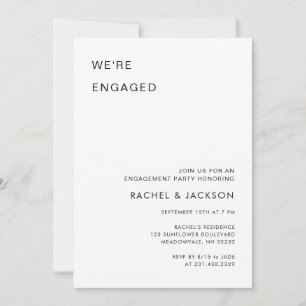 Ultra Modern We're Engaged Engagement Party  Invitation