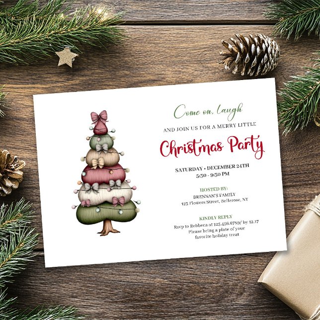 Ultra modern whimsical Christmas tree party  Invitation (Modern Whimsical Christmas Tree Party Invitation)