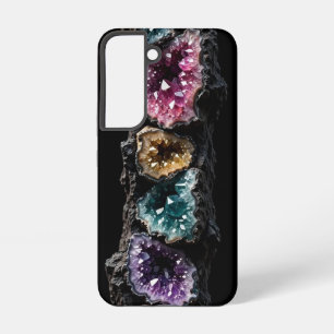 Ultra Narrow Crystal Geode Tower - Gold Teal Magen Samsung Galaxy Case