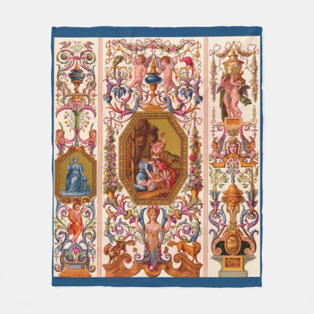 ultra opulent 17th century Baroque print Fleece Blanket (Front)