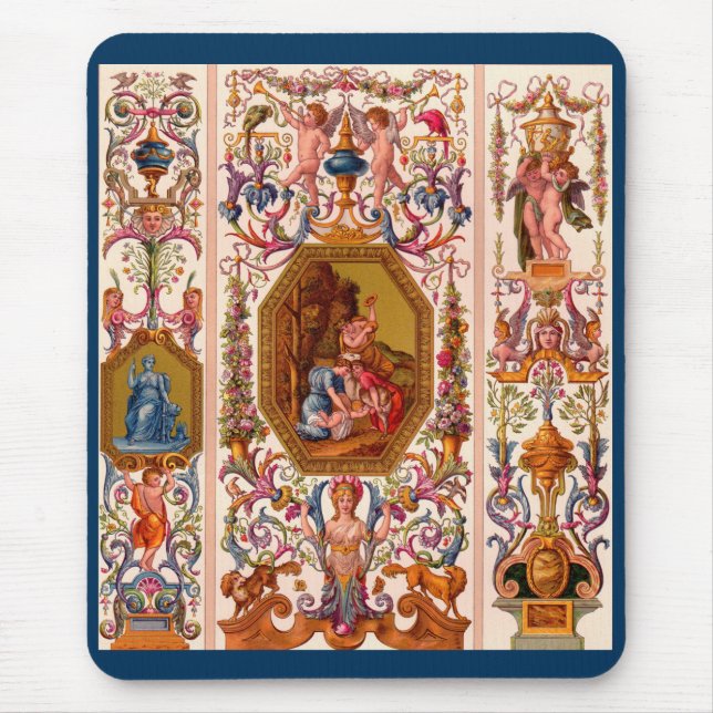ultra opulent 17th century Baroque print Mouse Mat (Front)