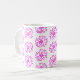 Ultra Pink Daisy Flower Print, Hippie Floral Coffee Mug