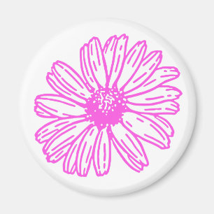 Ultra Pink Daisy Flower Print, Hippie Floral Magnet