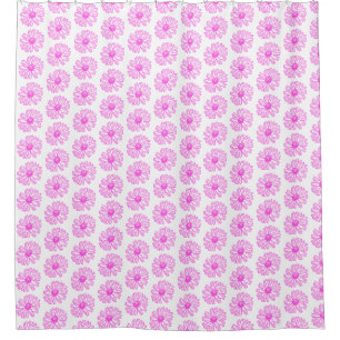 Ultra Pink Daisy Flower Print, Hippie Floral Shower Curtain