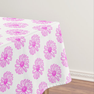 Ultra Pink Daisy Flower Print, Hippie Floral Tablecloth
