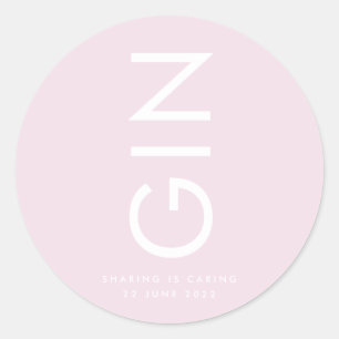 Ultra Pink Gin Bold Big Monogram Liquor Bottle Classic Round Sticker